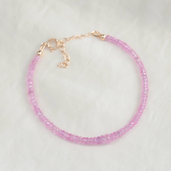 Pink Sapphire Bracelet Earthly Abundance 14K Gold Filled Clasp NEW - Picture 3 of 6